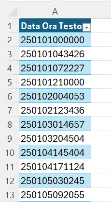 Microsoft Excel - Power Query - Data ora da testo in formato timestamp