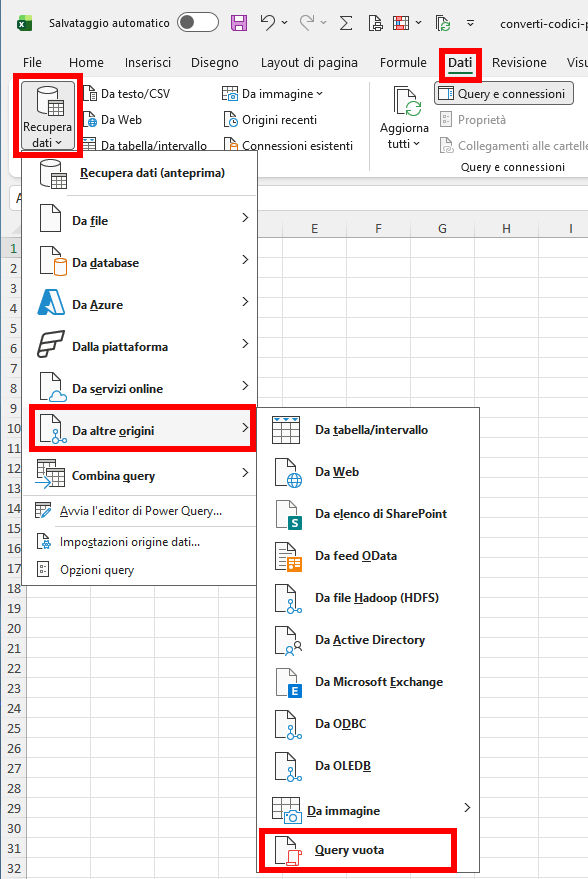 Microsoft Excel - Power Query - Converti codici prodotto