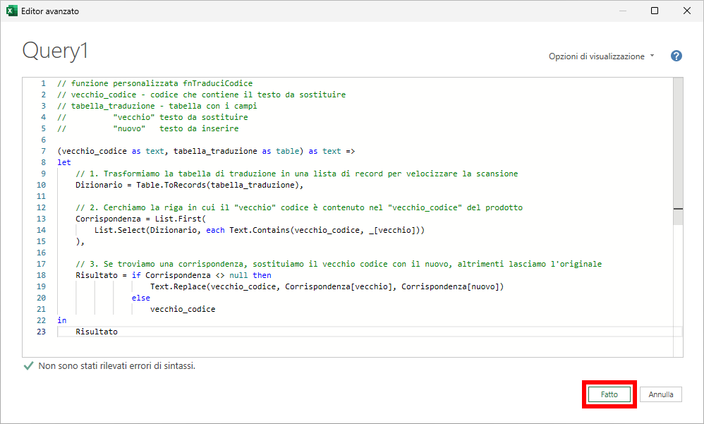 Microsoft Excel - Power Query - Converti codici prodotto