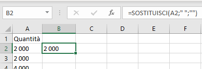 Formula sostituisci in Excel
