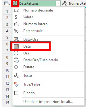 Colonna Data