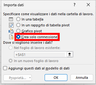 Crea solo connessione