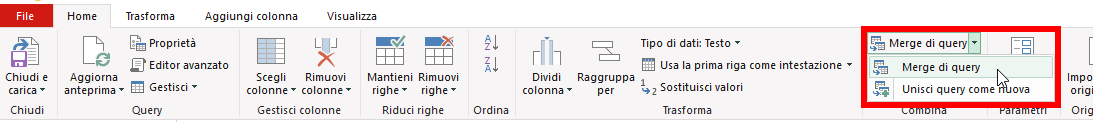 Merge di query