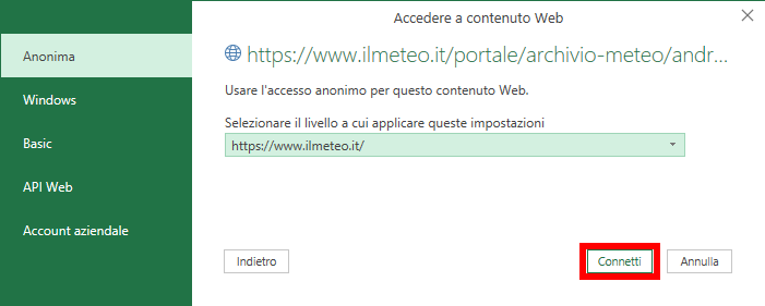 Recupera dati da URL