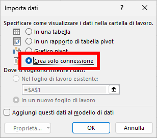 Crea solo connessione