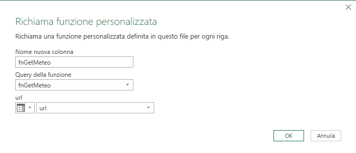 Creazione della nuova colonna