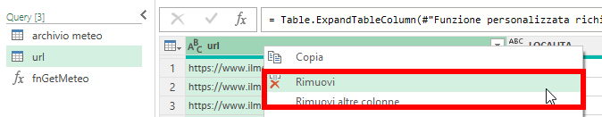 Colonna rimossa