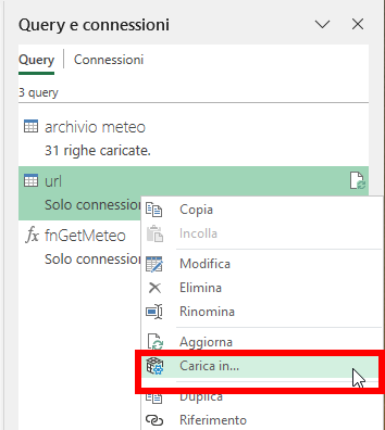 Carica i dati in