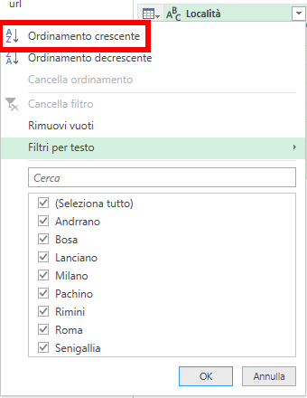 Ordinamento Crescente