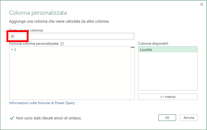 Colonna personalizzata