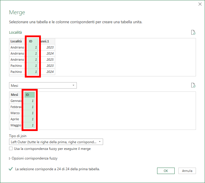 Merge di Query