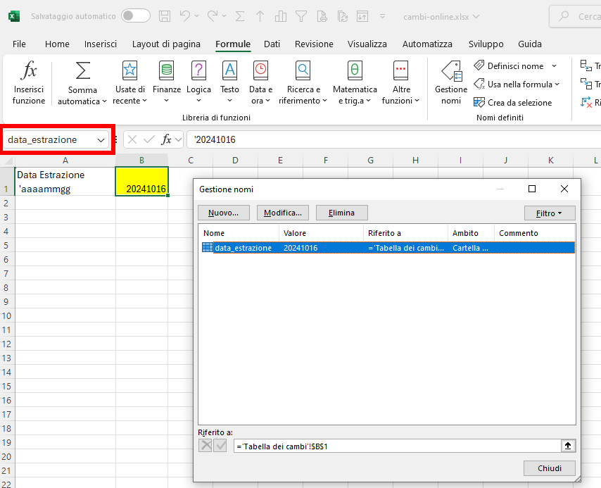 Microsoft Excel - Power Query - Accesso sito web cambio valute