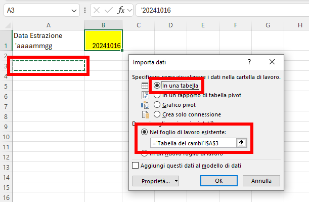 Microsoft Excel - Power Query - Accesso sito web cambio valute