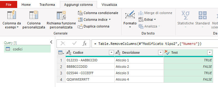 Power Query - Risultato finale