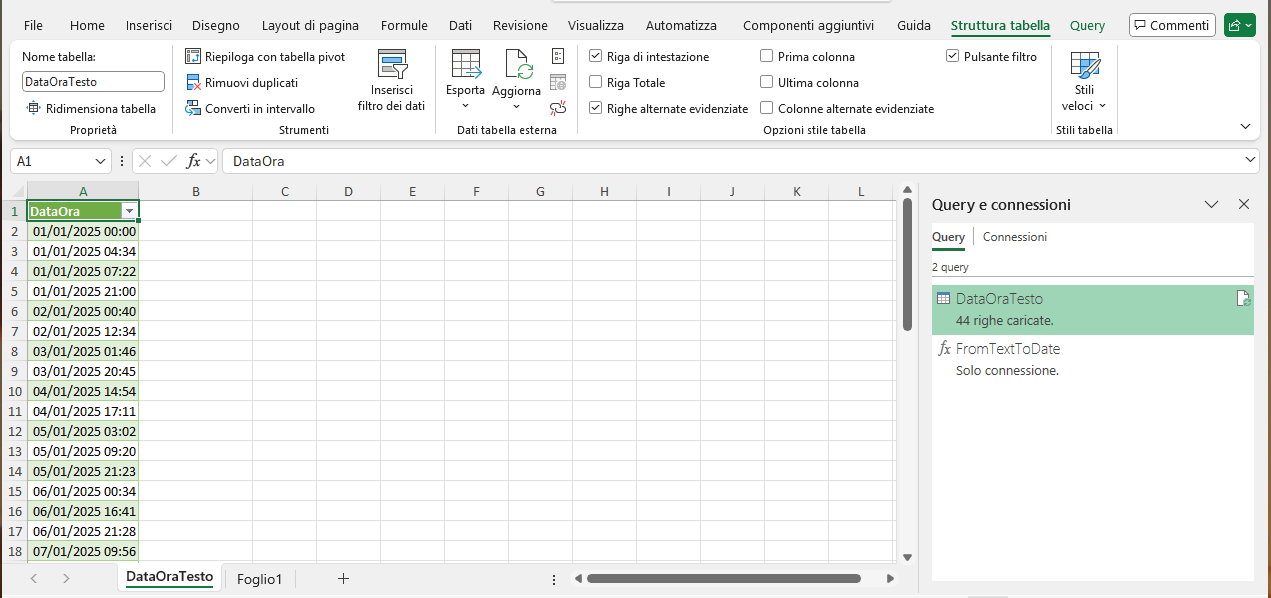 Microsoft Excel - Power Query - Risultato finale