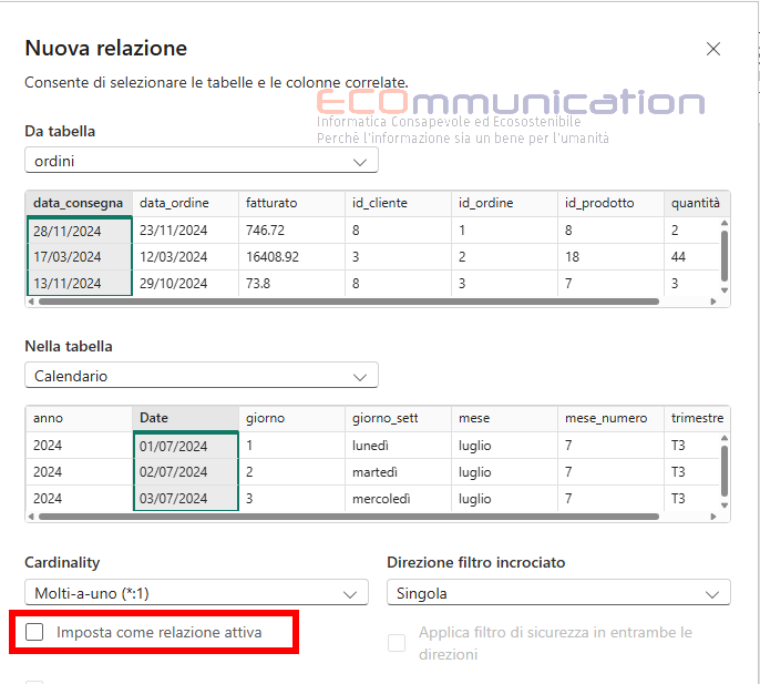 Microsoft Power BI - Risolvere relazioni ambigue