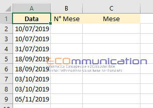 Excel: Estrarre il mese da una data