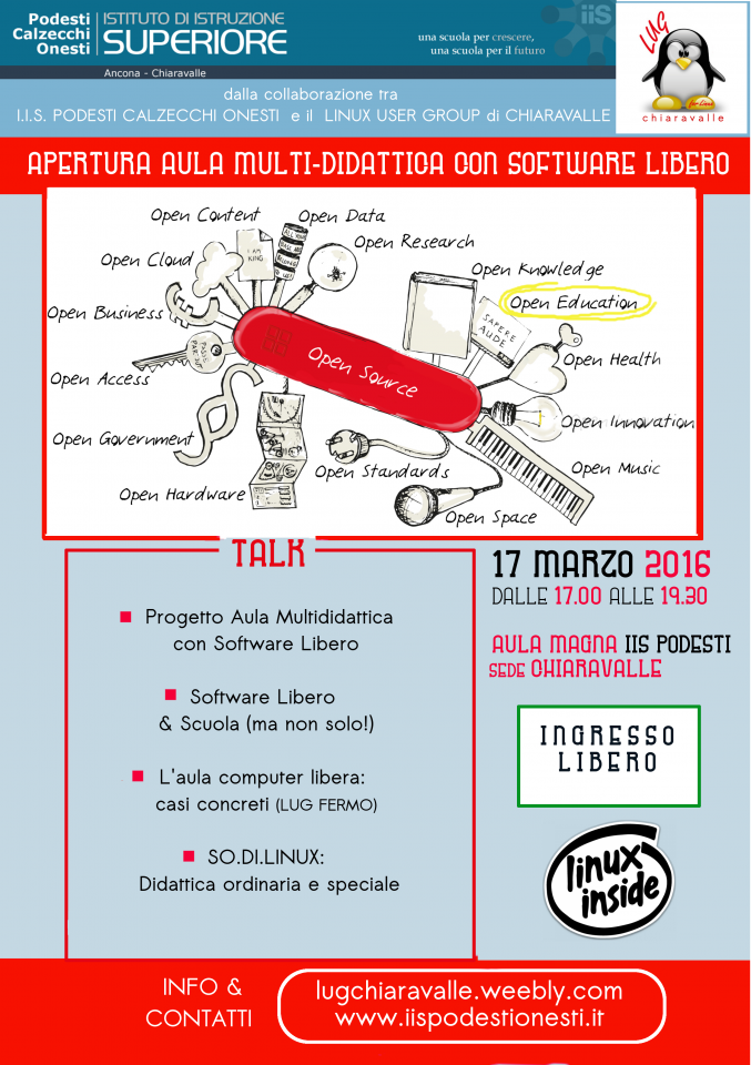 Open Day aula Multi Didattica con Software Libero a Chiaravalle (AN)